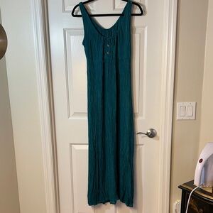 Peaceful People Chic Teal Boho Maxi Dress Sleeveless Size S